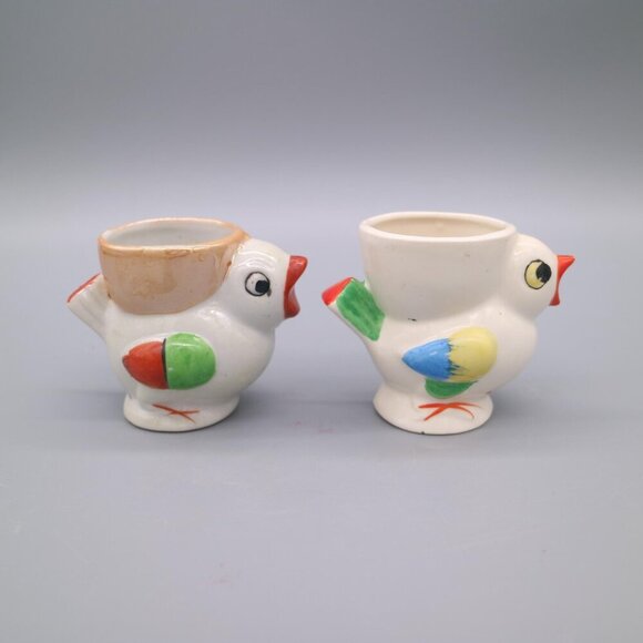 Vintage Lustreware Chicken Egg Cups Made in Occupied Japan - Picture 5 of 8